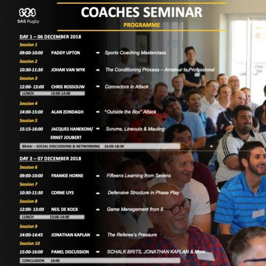 Have you booked your seat to attend our SAS Rugby Coaches Seminar yet?