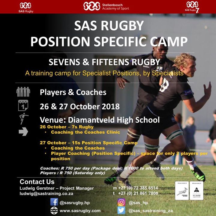 Information about our SAS Rugby Position Specific Camp. #sasrugby #positionspecific #choiceofchampions Ernst Joubert Jacques…