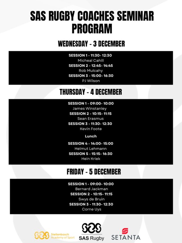 SAS Rugby Coaches Seminar Program